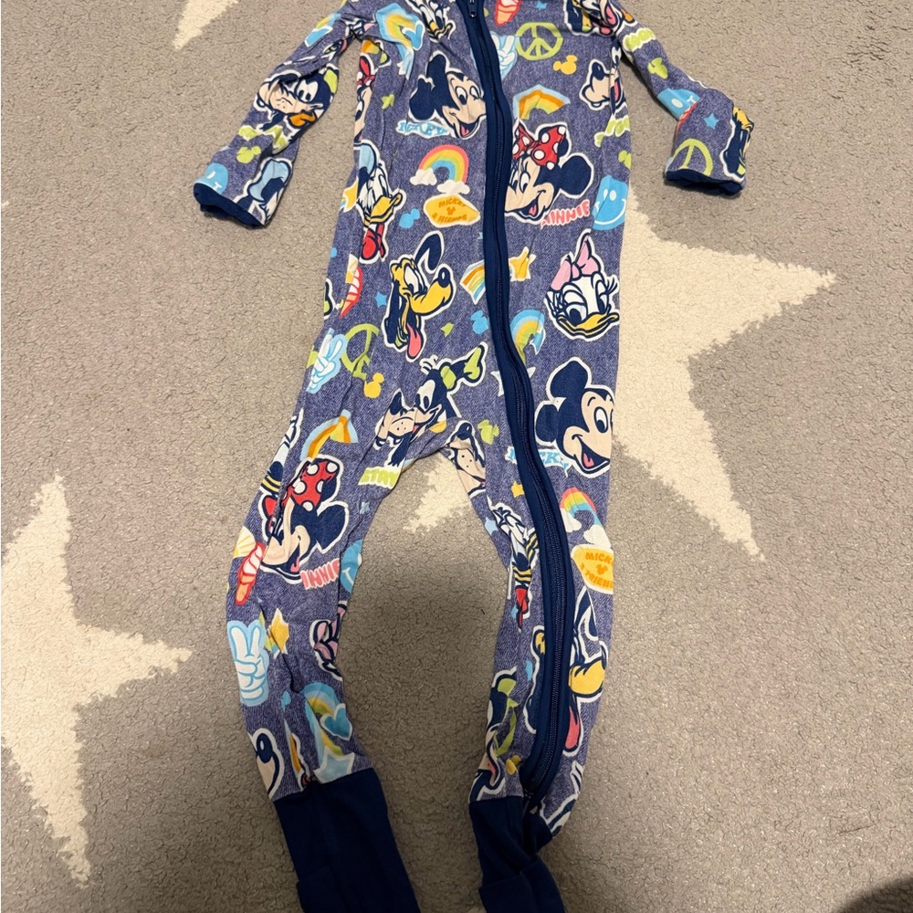 Little Sleepies Disney Navy Blue Mickey & Friends Zip One-Piece